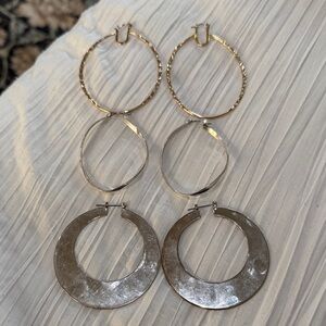 Gold and Silver Mixed-Metal Hoop Earrings Set